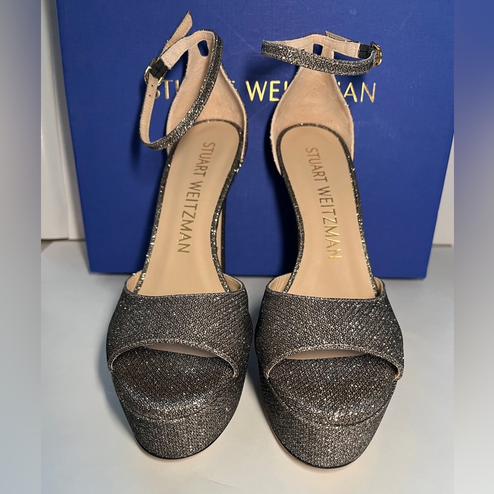 NWT | Stuart Weitzman Discoplatform Sandals New Pyrite | Sz 8 - Picture 6 of 16